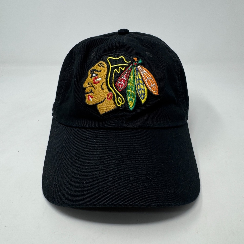 Chicago Blackhawks Hat Fanatics Black Embroidered Cap Hat Strapback Adjustable